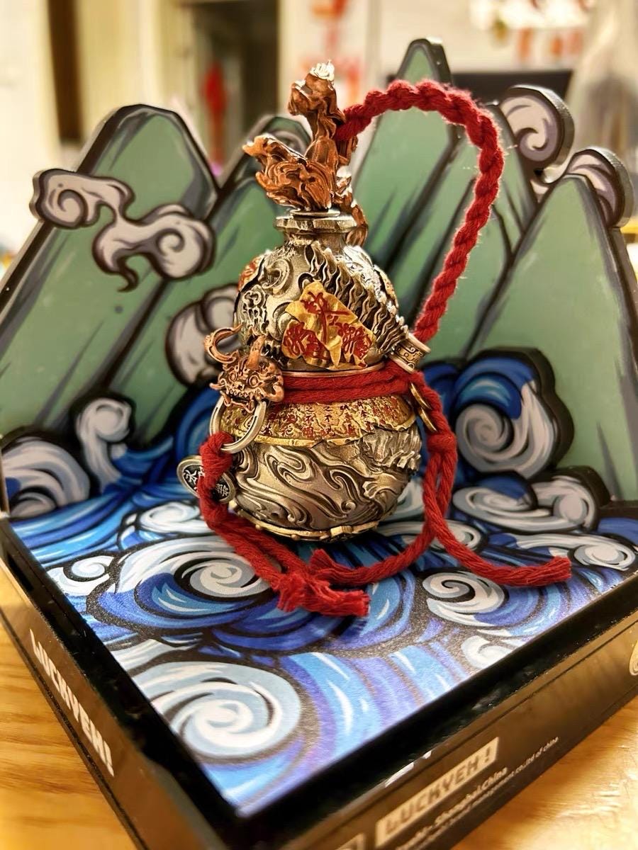 Handcrafted Tibetan Sword Gourd Ornament | Brass Feng Shui Hanging Décor black myth wukong handmade Taoism gift