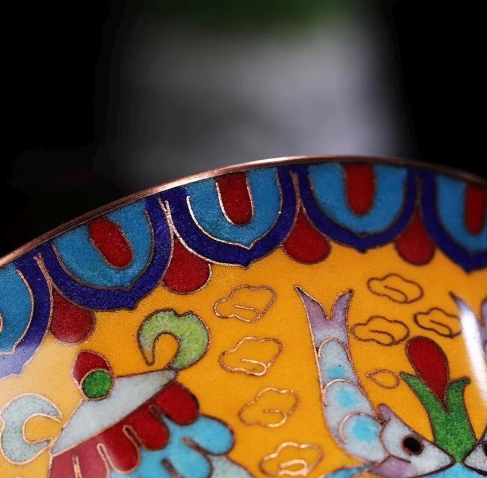 Tibetan Cloisonn������ Offering Bowl Sacred Buddhist Water Cup Sacred Altar Accessory for Meditation Yoga Incense Ritua