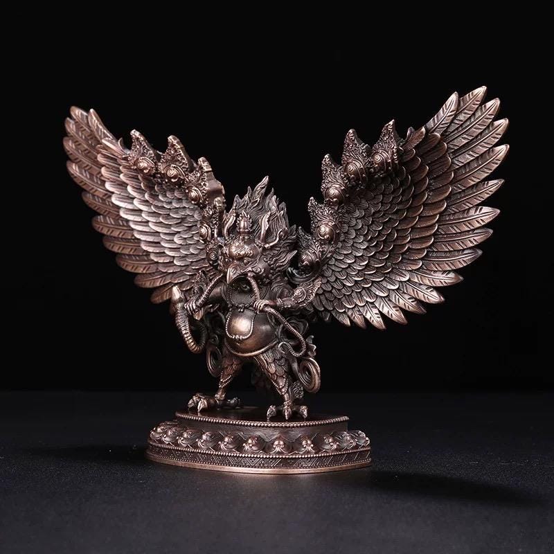 Handcrafted Tibetan Garuda statue made copper handmade protection wisdom and strength ideal gifts for home decor and spiritual spaces
