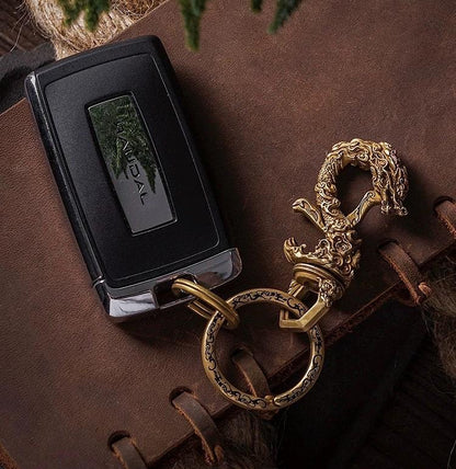 Dragon Loong Keychain Tibetan Handcrafted Copper Good Fortune Protection Figurine key ring Home Decor Unique Gift