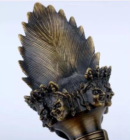 9” Phurba Vajra Dagger Vintage Handmade Nepal Tibetan Pure Brass Amulet