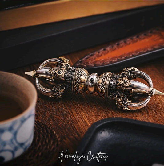 Handcrafted Vajra Nepalese Dorje Brass Handmade Tibetan Style gift Tibetan Sacred Buddhist Ritual