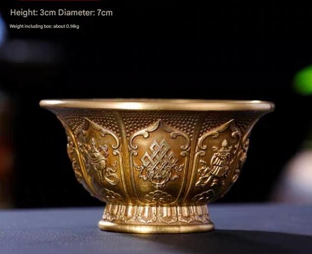 Handcrafted Copper Brass Offering Bowl Tibetan Buddhist Altar Cup for Rituals Meditation Incense Offerings