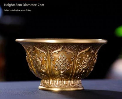 Handcrafted Copper Brass Offering Bowl Tibetan Buddhist Altar Cup for Rituals Meditation Incense Offerings