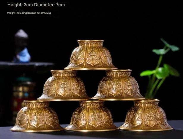 Handcrafted Copper Brass Offering Bowl Tibetan Buddhist Altar Cup for Rituals Meditation Incense Offerings