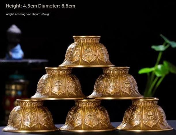 Handcrafted Copper Brass Offering Bowl Tibetan Buddhist Altar Cup for Rituals Meditation Incense Offerings