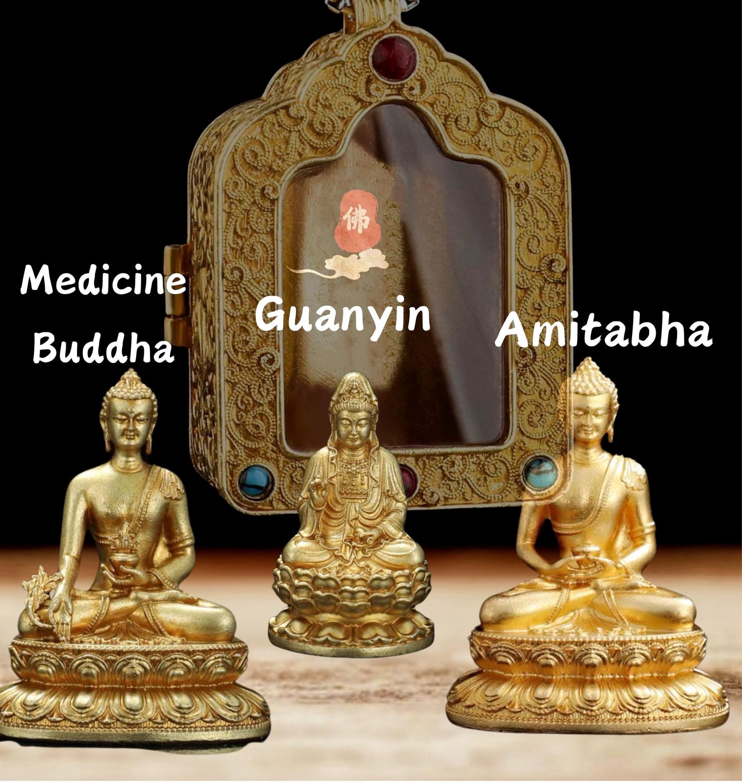 Tibetan Ghau Box Pendant w/Buddha Protector Statue Buddha Gau Solid Brass Amulet Silver Meditation Gift Buddism Practice Spiritual Necklace