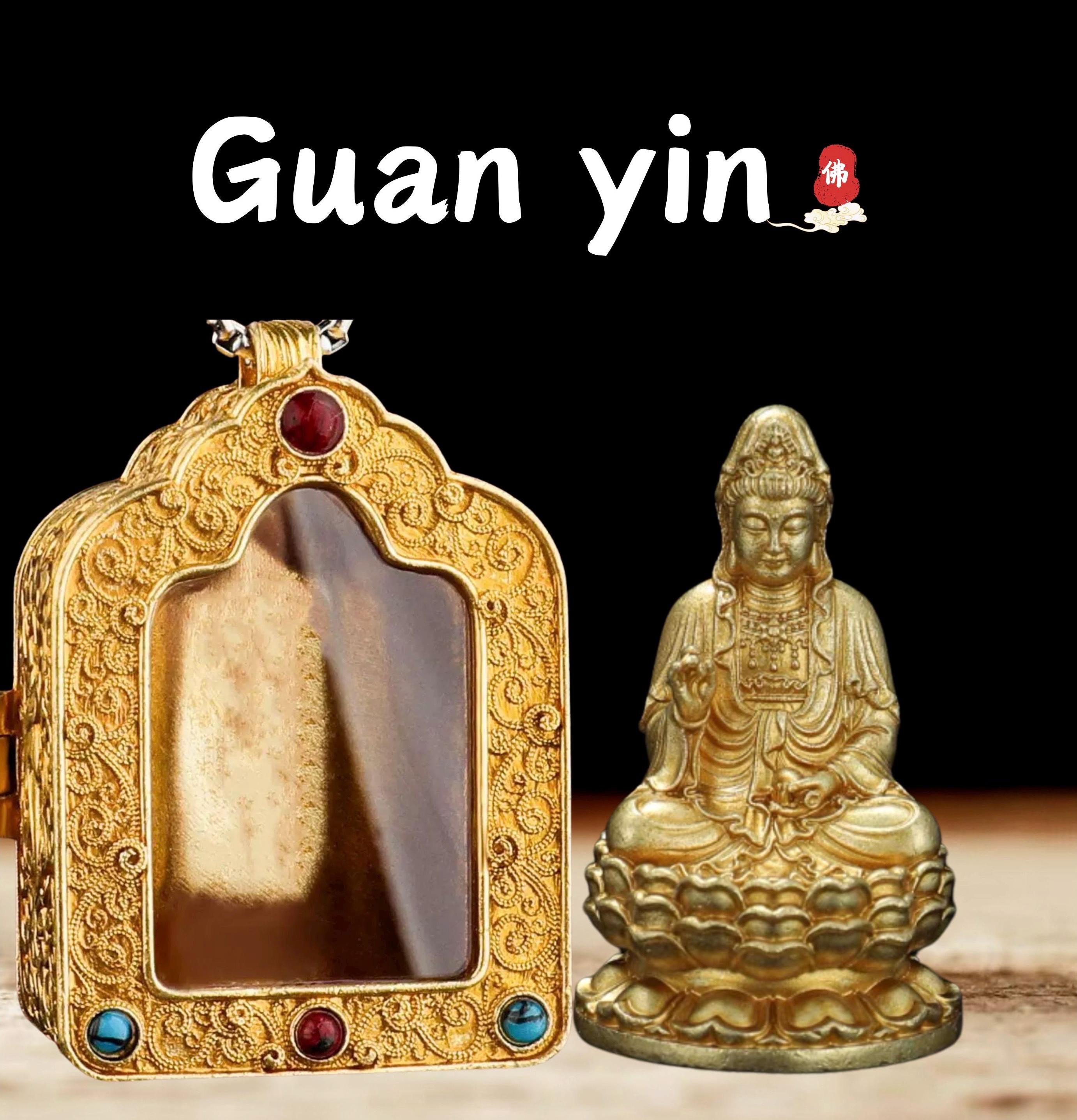 Tibetan Ghau Box Pendant w/Buddha Protector Statue Buddha Gau Solid Brass Amulet Silver Meditation Gift Buddism Practice Spiritual Necklace