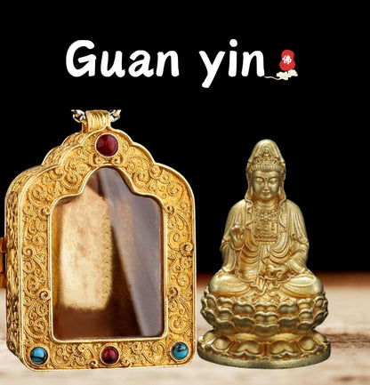 Tibetan Ghau Box Pendant w/Buddha Protector Statue Buddha Gau Solid Brass Amulet Silver Meditation Gift Buddism Practice Spiritual Necklace