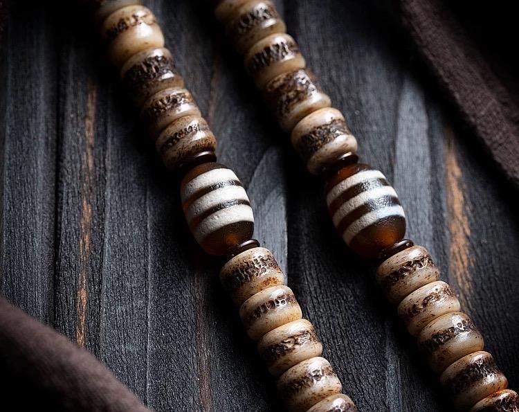 Handcrafted Tibetan Yak Bone Mala Bracelet, 108 Beads Buddhist Prayer Beads for Meditation, Yoga, and Spiritual Healing, Tibetan Jewelry