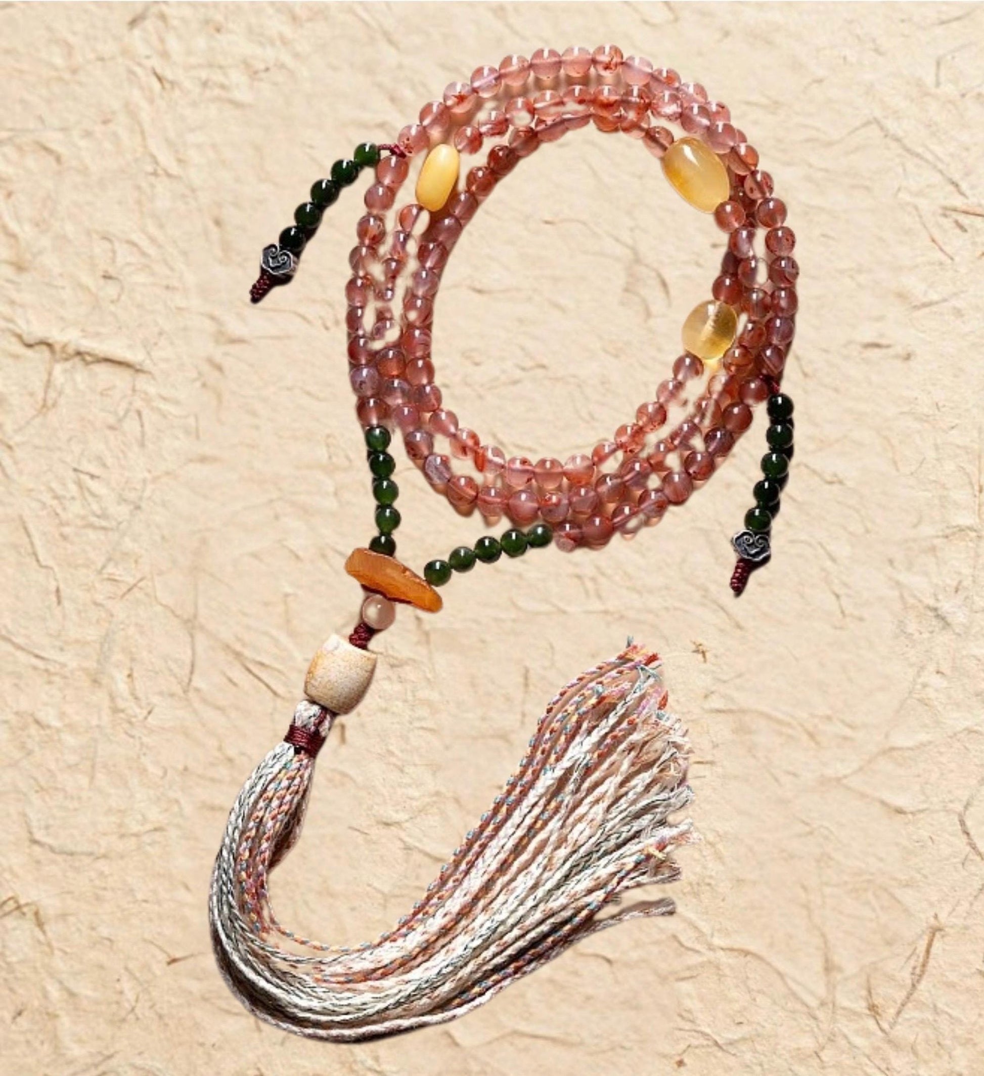 Handcrafted Tibetan Yak Bone Mala Bracelet, 108 Beads Buddhist Prayer Beads for Meditation, Yoga, and Spiritual Healing, Tibetan Jewelry