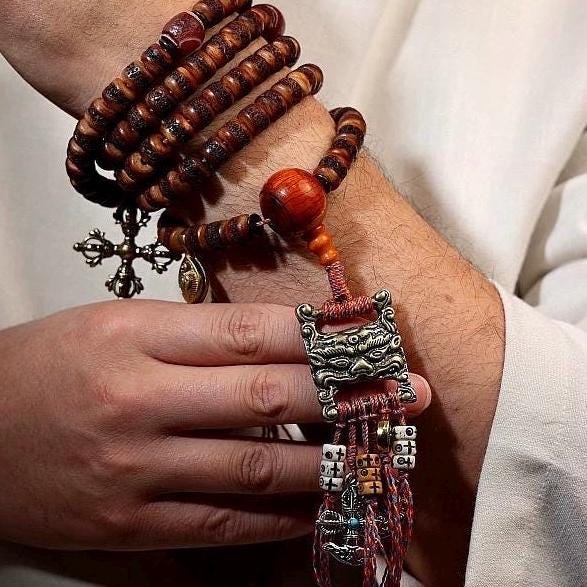 Handcrafted Tibetan Yak Bone Mala Bracelet, 108 Beads Buddhist Prayer Beads for Meditation, Yoga, and Spiritual Healing, Tibetan Jewelry