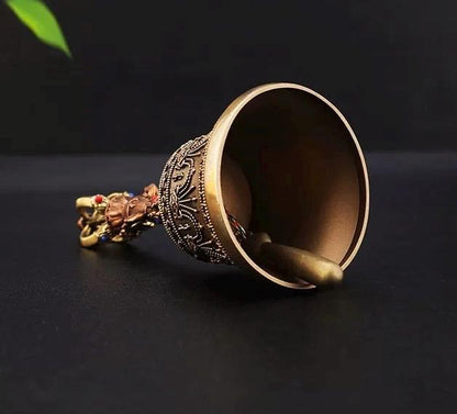 Handcrafted Tibetan Vajra Bell & Dorje Set, Brass, Spiritual Ritual Meditation Buddhist Decor Sacred Power Wisdom Symbol