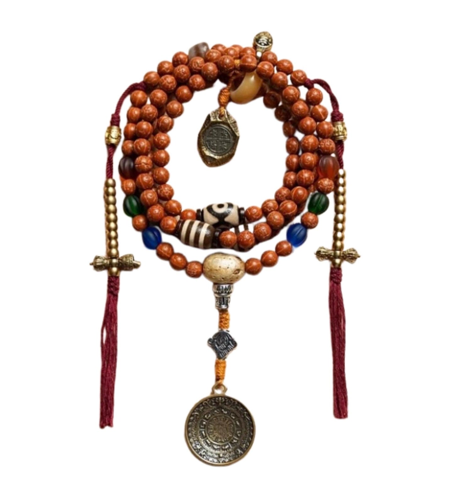 Handcrafted Bodhi toothless 108 Seed Tibetan Mala, Bead Necklace Bracelet for Meditation and Spiritual Practice