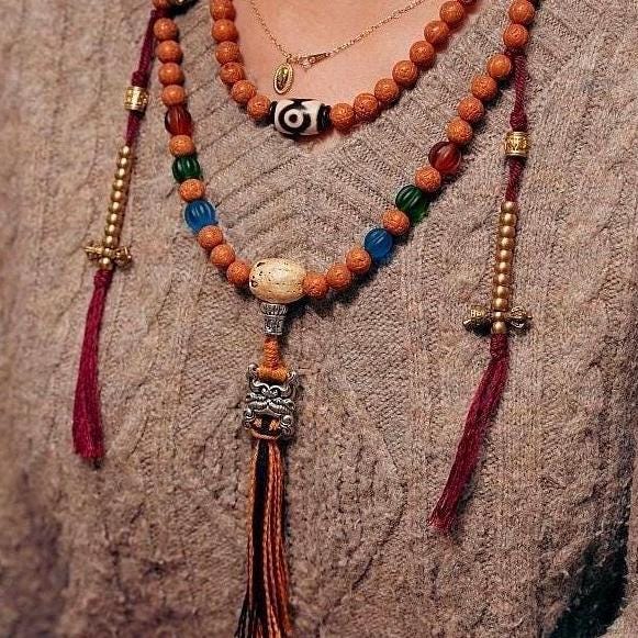 Handcrafted Bodhi toothless 108 Seed Tibetan Mala, Bead Necklace Bracelet for Meditation and Spiritual Practice