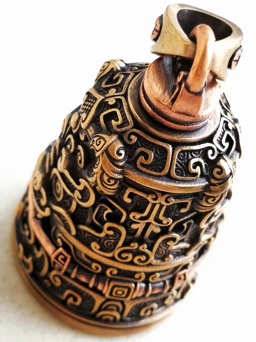 Brass Vajra Bell Pendant Handcrafted Tibetan Buddhist Amulet for Protection Enlightenment Spiritual Jewelry Nepalese Ritual Talisman