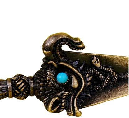 Handcrafted 8.5” Phurba Vajra Dagger Vintage Handmade Nepal Tibetan Pure Brass Amulet