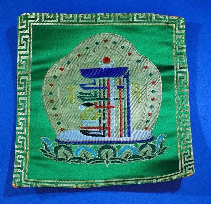 Handcrafted Cushion Tibetan Ritual Altar Mat Eight Auspicious Symbols Fabric Gift