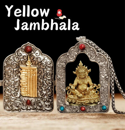 Tibetan Ghau Box Pendant w/Buddha Protector Statue Buddha Gau Solid Brass Amulet Silver Meditation Gift Buddism Practice Spiritual Necklace