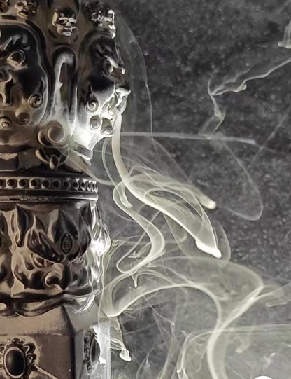 Handcrafted Vajra backflow Heavy Ceramic incense burner, Handmade Tibetan, free backflow incense included