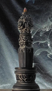 Handcrafted Vajra backflow Heavy Ceramic incense burner, Handmade Tibetan, free backflow incense included