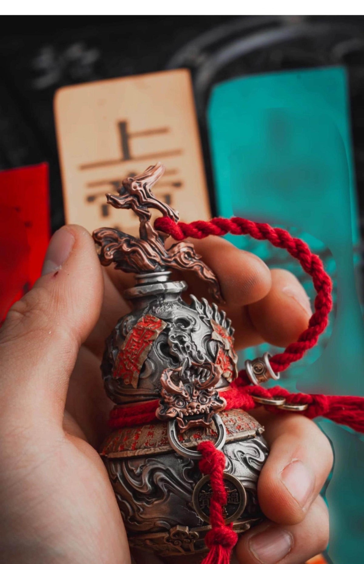 Handcrafted Tibetan Sword Gourd Ornament | Brass Feng Shui Hanging Décor black myth wukong handmade Taoism gift