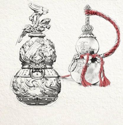 Handcrafted Tibetan Sword Gourd Ornament | Brass Feng Shui Hanging Décor black myth wukong handmade Taoism gift