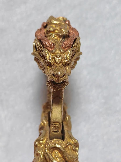 Dragon Loong Keychain Tibetan Handcrafted Copper Good Fortune Protection Figurine key ring Home Decor Unique Gift