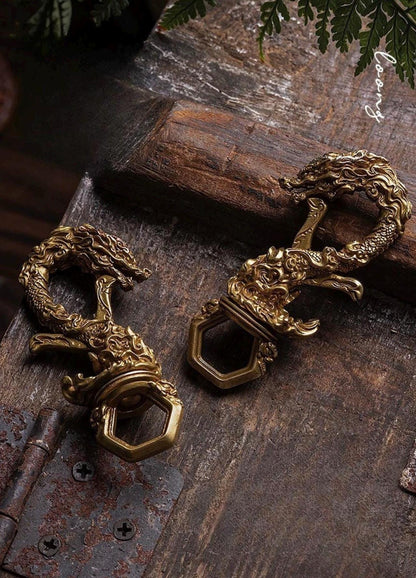 Dragon Loong Keychain Tibetan Handcrafted Copper Good Fortune Protection Figurine key ring Home Decor Unique Gift