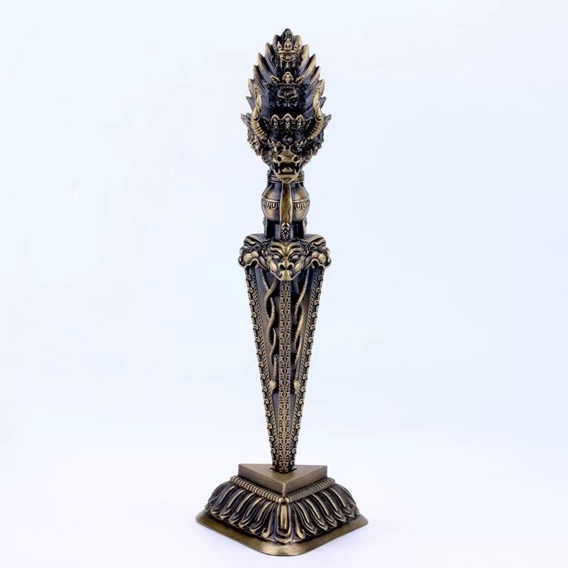 9” Phurba Vajra Dagger Vintage Handmade Nepal Tibetan Pure Brass Amulet