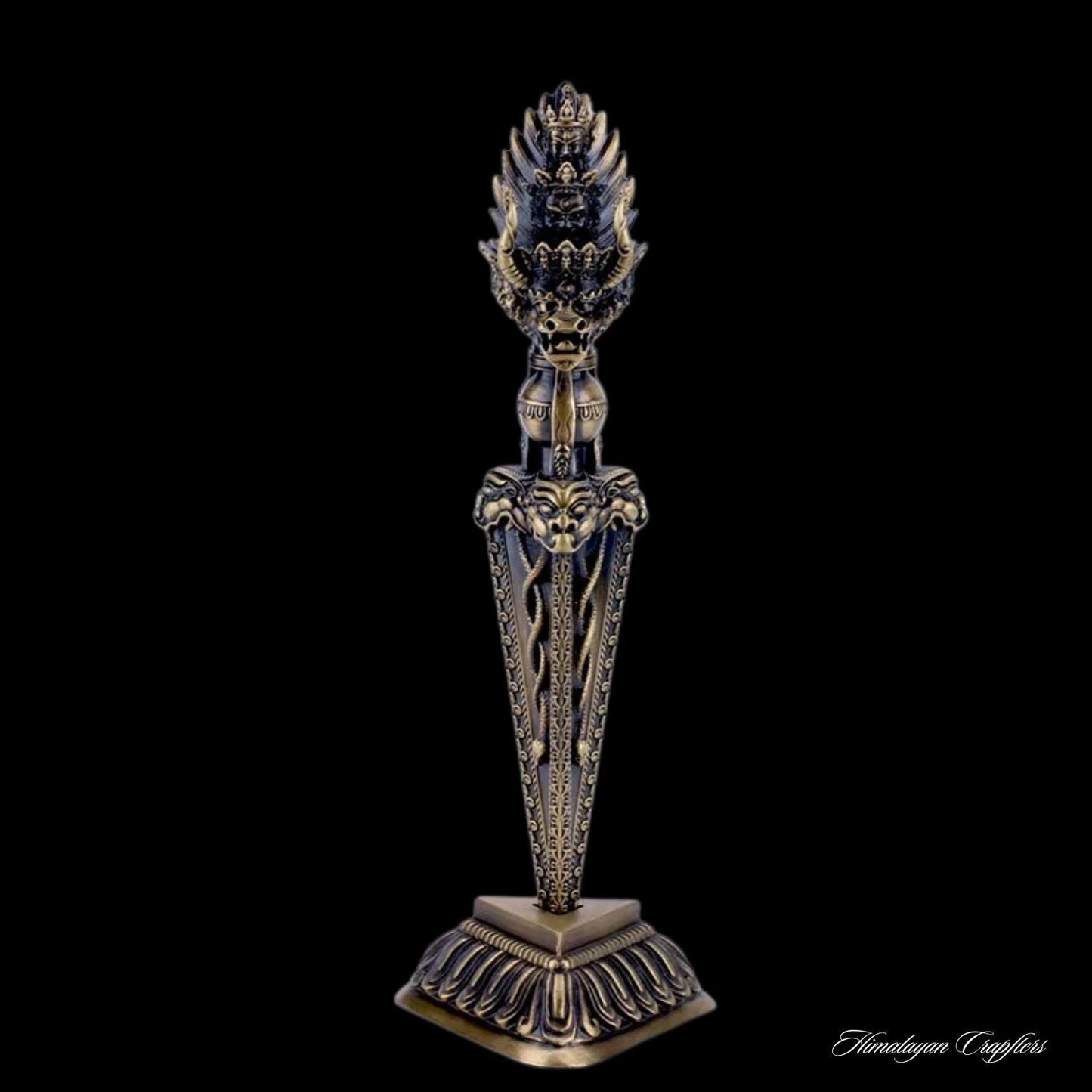 9” Phurba Vajra Dagger Vintage Handmade Nepal Tibetan Pure Brass Amulet