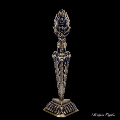 9” Phurba Vajra Dagger Vintage Handmade Nepal Tibetan Pure Brass Amulet