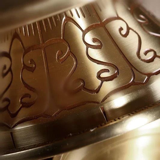 10” Handmade Brass Mandala Offering Set Tibetan Eight Auspicious Symbols, 1 pound free gem included