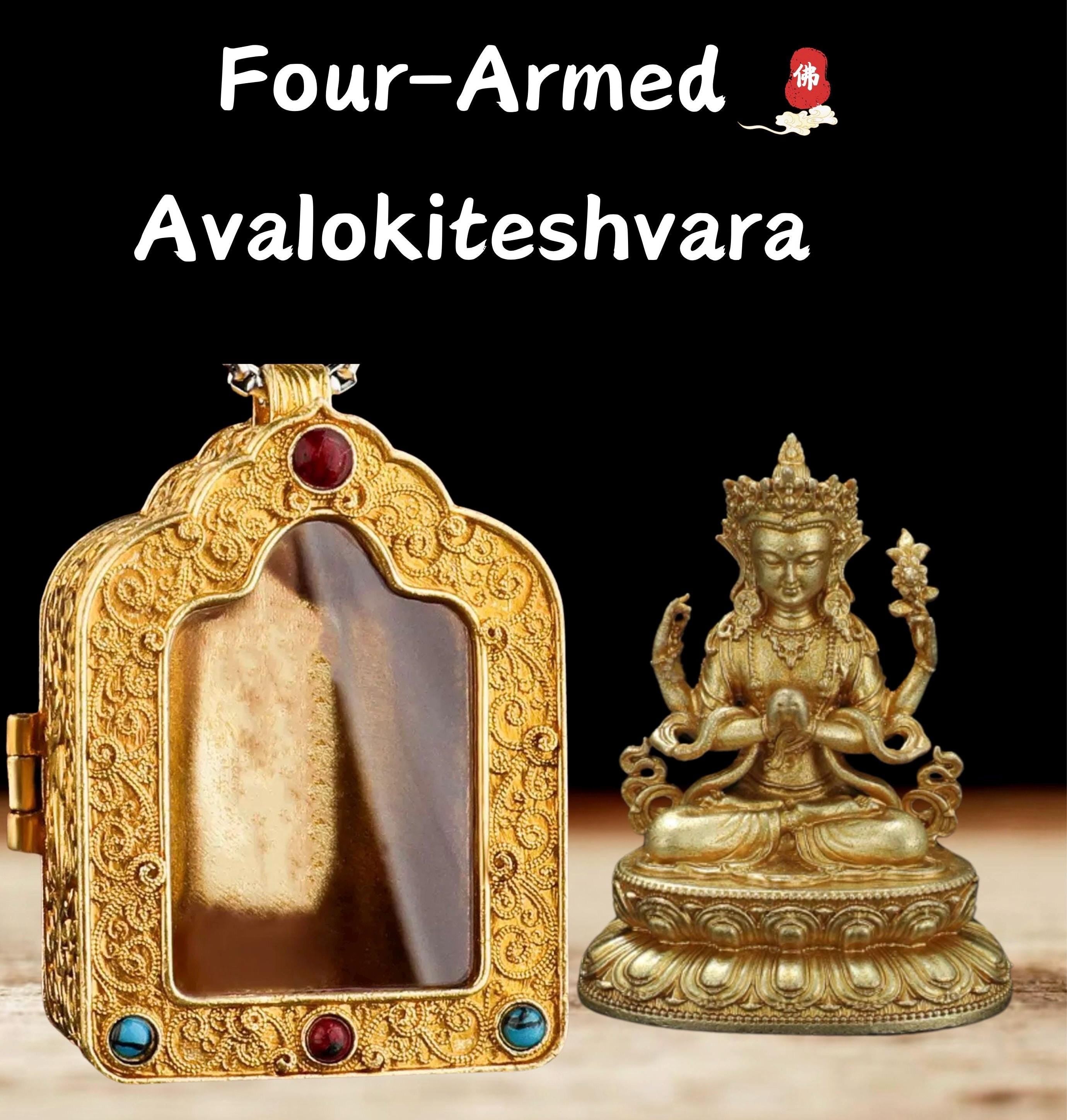 Tibetan Ghau Box Pendant w/Buddha Protector Statue Buddha Gau Solid Brass Amulet Silver Meditation Gift Buddism Practice Spiritual Necklace