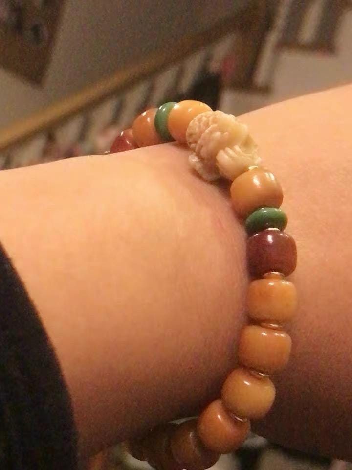 Vintage Tibetan Yak Bone Bracelet, Handcrafted Single-Strand Beads for Men & Women
