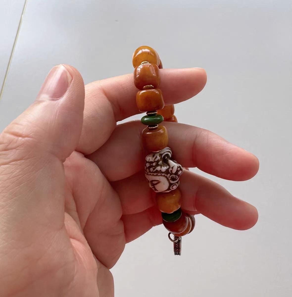Vintage Tibetan Yak Bone Bracelet, Handcrafted Single-Strand Beads for Men & Women