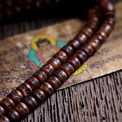 Handcrafted Tibetan Yak Bone Mala Bracelet, 108 Beads Buddhist Prayer Beads for Meditation, Yoga, and Spiritual Healing, Tibetan Jewelry