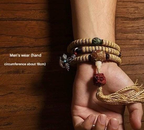 Natural Star Moon Bodhi 108 Seed Tibetan Mala, Bead Necklace Bracelet for Meditation and Spiritual Practice