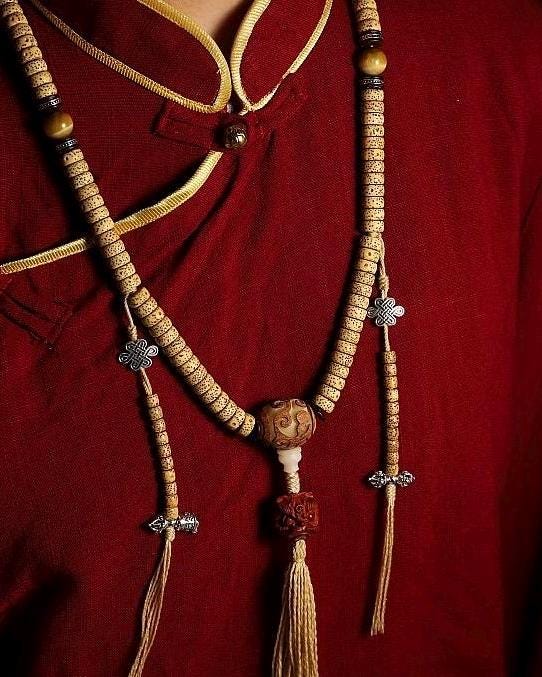 Natural Star Moon Bodhi 108 Seed Tibetan Mala, Bead Necklace Bracelet for Meditation and Spiritual Practice