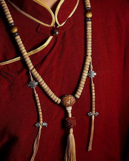 Natural Star Moon Bodhi 108 Seed Tibetan Mala, Bead Necklace Bracelet for Meditation and Spiritual Practice