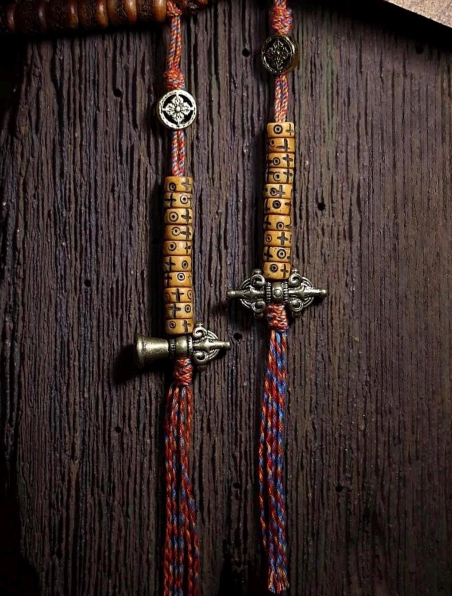 Handcrafted Tibetan Yak Bone Mala Bracelet, 108 Beads Buddhist Prayer Beads for Meditation, Yoga, and Spiritual Healing, Tibetan Jewelry