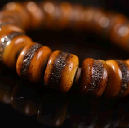 Vintage Tibetan Yak Bone Bracelet, Handcrafted Single-Strand Beads for Men & Women