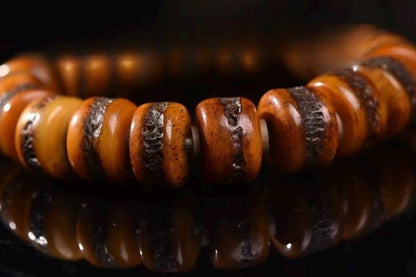 Vintage Tibetan Yak Bone Bracelet, Handcrafted Single-Strand Beads for Men & Women