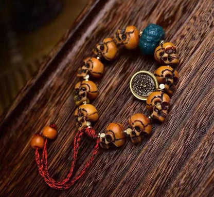 Handmade Tibetan Camel Bone Bracelet Citipati Skull Design customizable circumference available