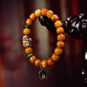 Vintage Tibetan Yak Bone Bracelet, Handcrafted Single-Strand Beads for Men & Women