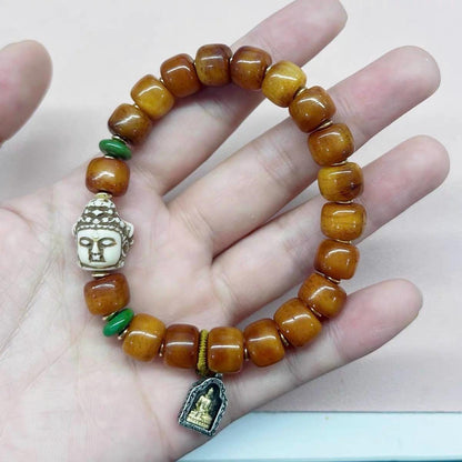 Vintage Tibetan Yak Bone Bracelet, Handcrafted Single-Strand Beads for Men & Women
