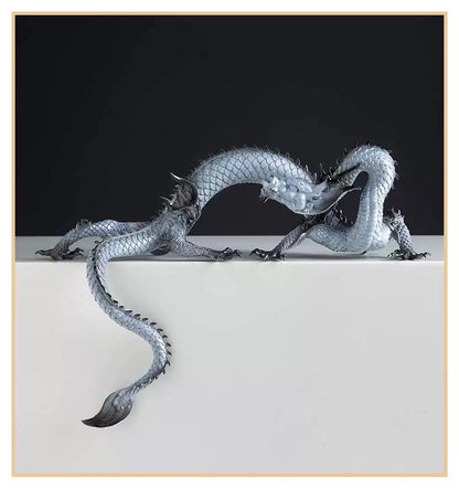 Brass Dragon Loong Statue, Tibetan Handcrafted Copper Good Fortune Protection Figurine, Office Home Decor Unique Gift Desk Decor