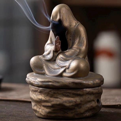 Handcrafted Zen Inspired Incense Burner Antique Style Pan Coil Holder for Meditation Bodhidharma Home Decor