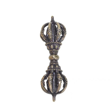 Handcrafted Tibetan Brass Phurba Vajra Nine-Pronged Ritual Dagger Gold & Antique Finish