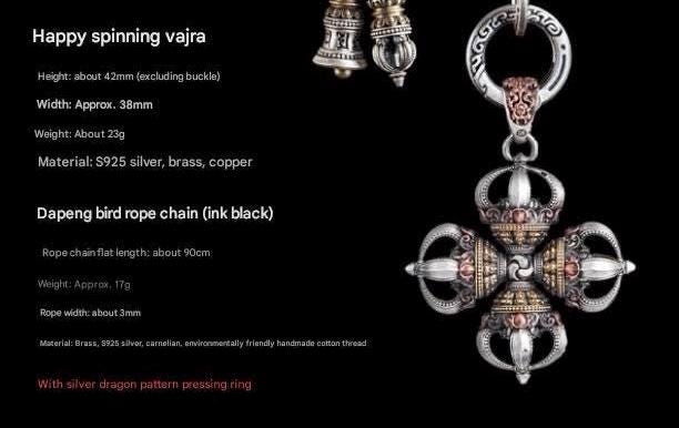 Tibetan Vajra Pendant S925 Silver Buddhist Amulet Protective Dorje Necklace Spiritual Meditation Talisman Handmade Himalayan Jewelry
